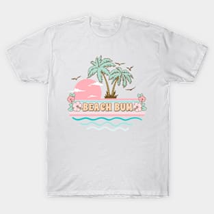 Beach Bum Floral Summer Vibes Beach Life Novelty Gift T-Shirt